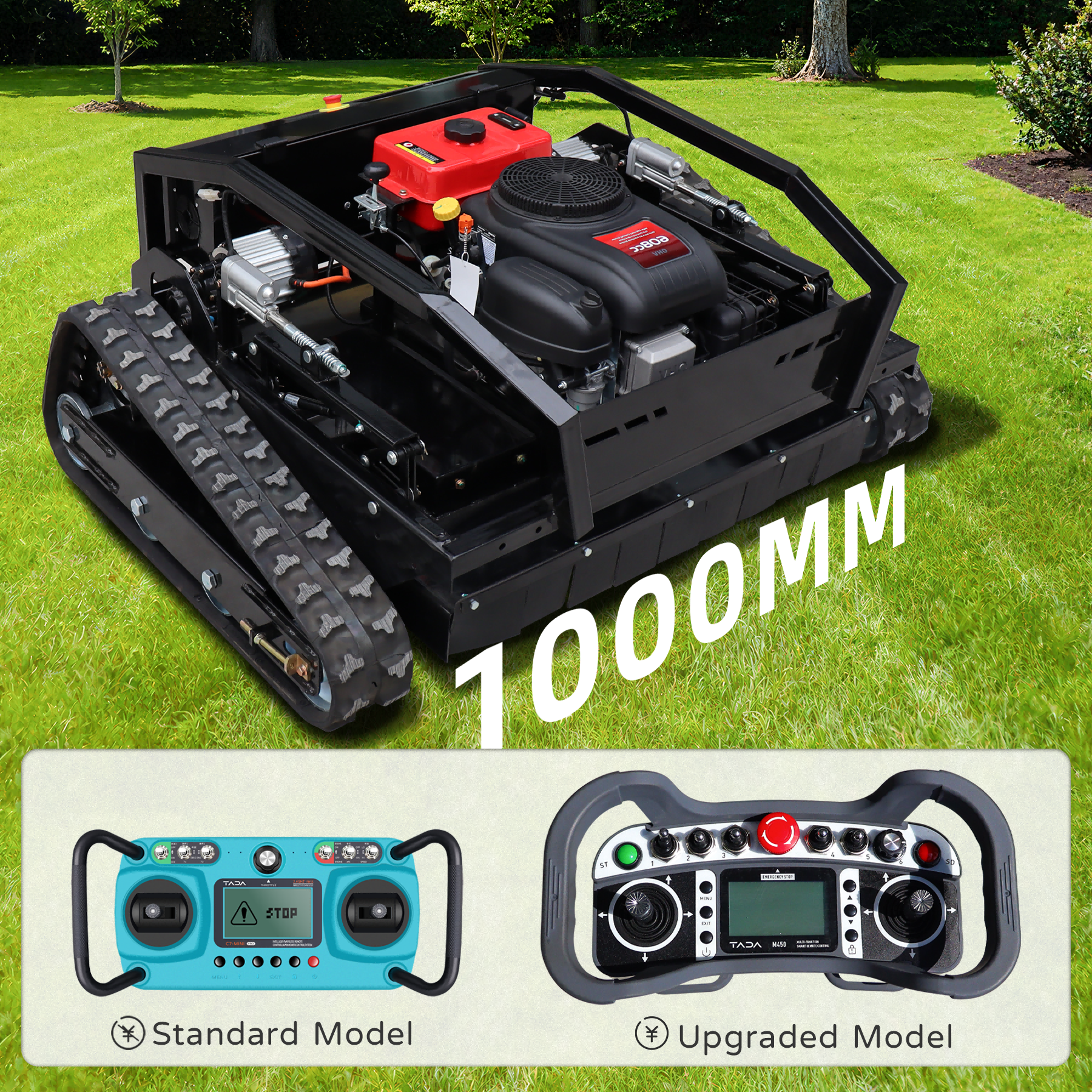 Hedge Trimmer Cordless - 1000mm Remote Control Lawnmower - Automatic
