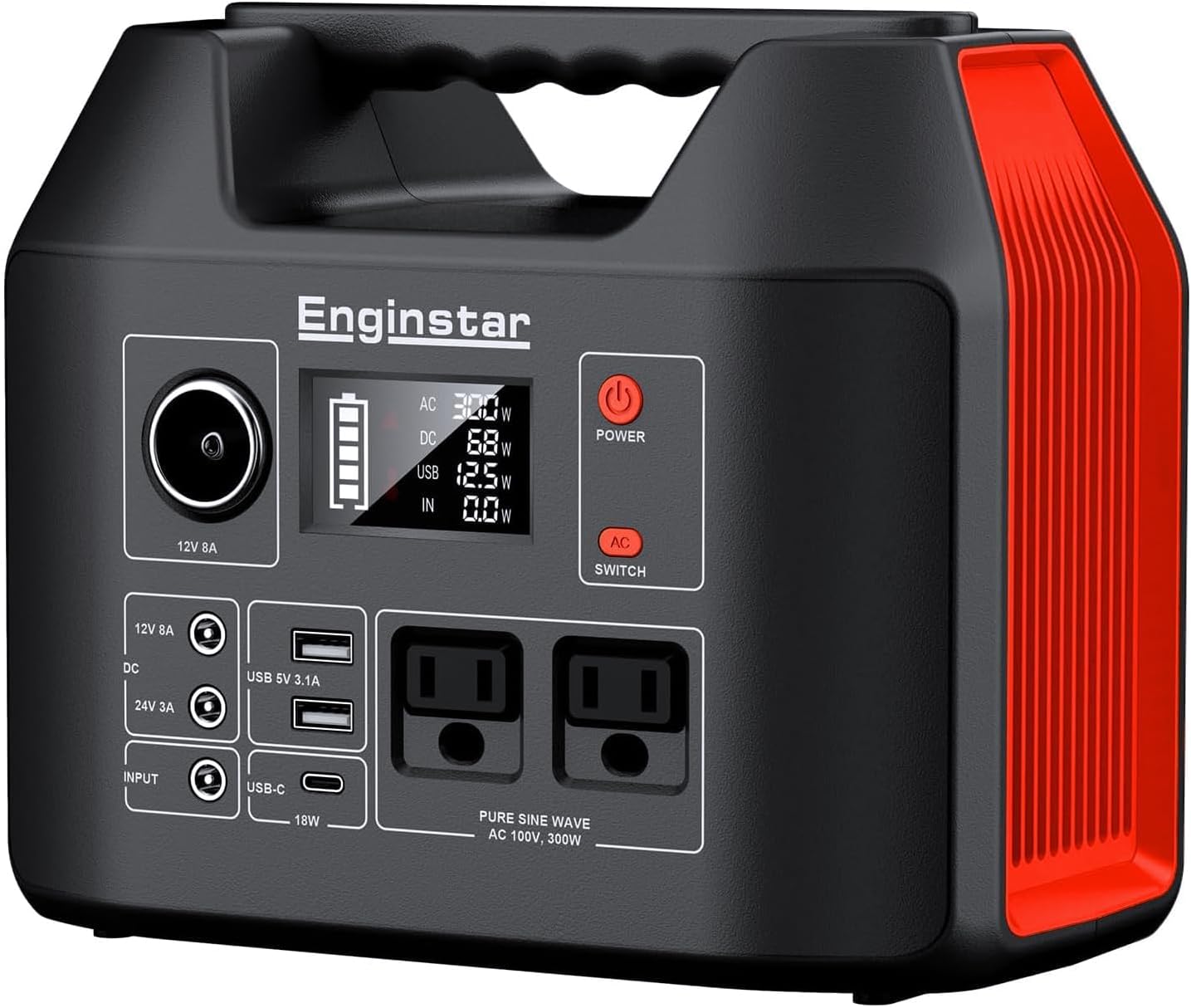 Outdoor Power Bank With Ac Outlet - Portable Power Station 300W 296Wh Battery