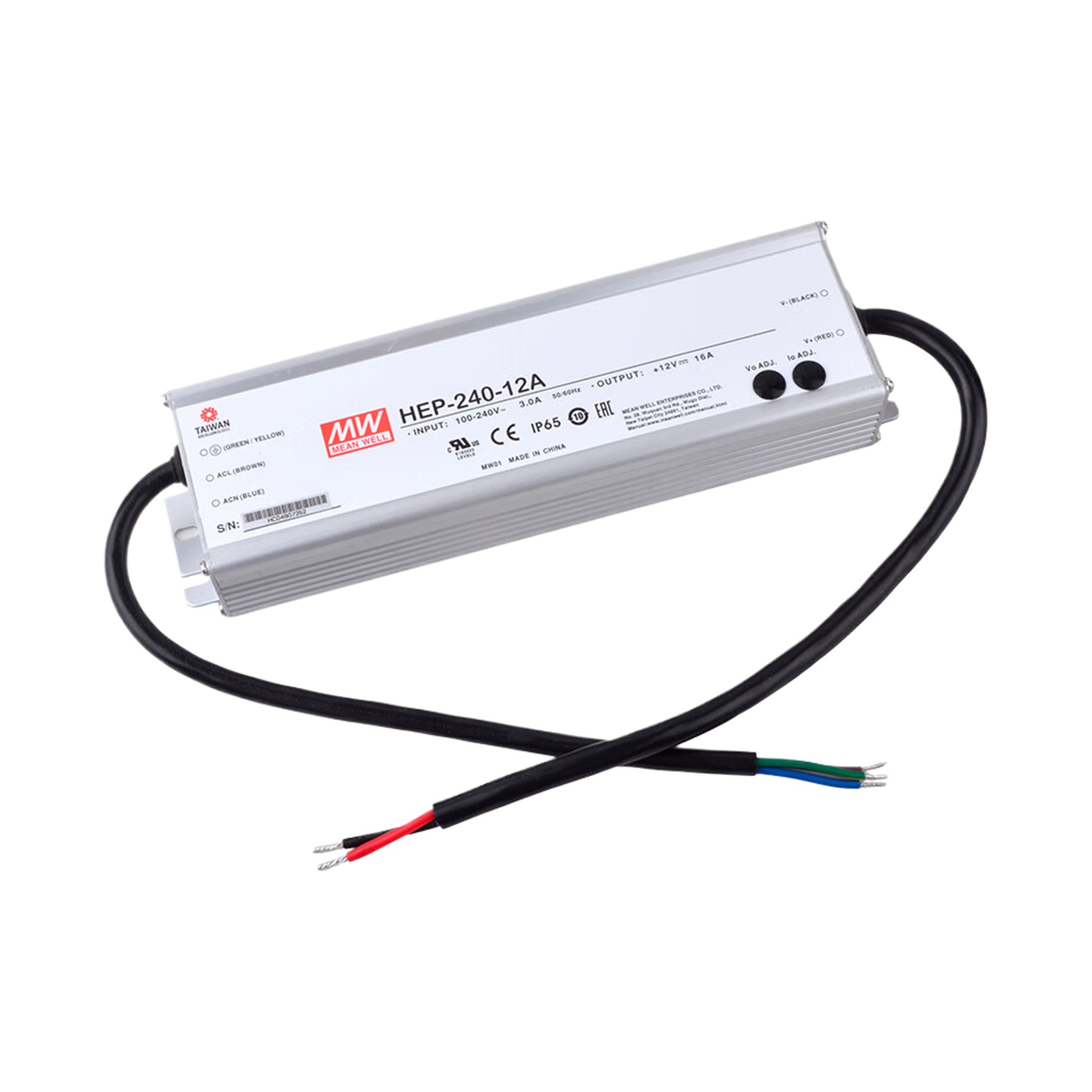 Outdoor Power Supply 12V - MEAN WELL HEP-240-12A, High Eff., IP65