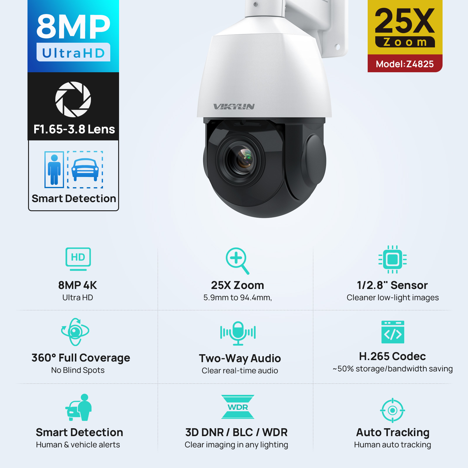 Vikylin 4K 8MP PTZ 25X Zoom 10 - огляд і ціна Outdoor Power G Motion