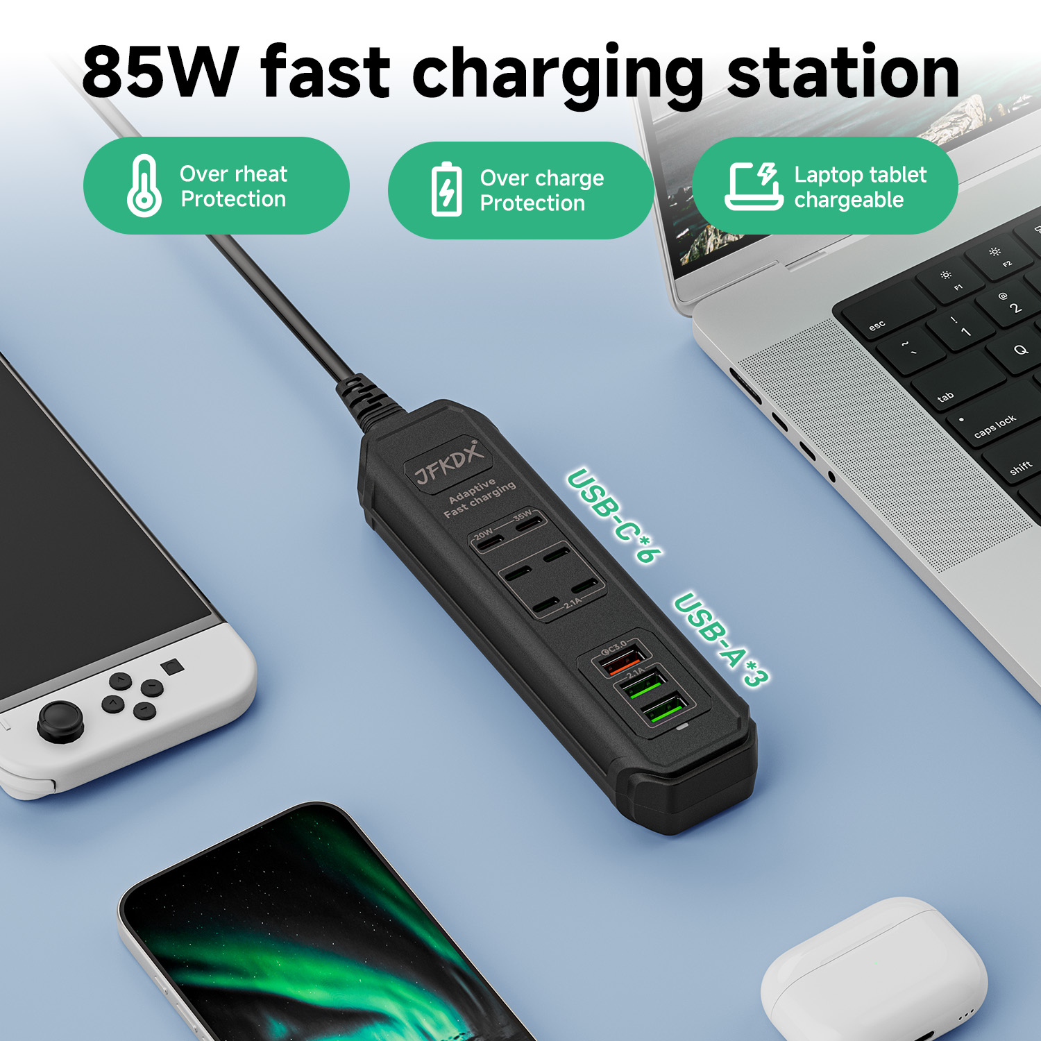 85W EU UK US Plug Multi-Port F - огляд і ціна Outdoor Usb Power Adapter
