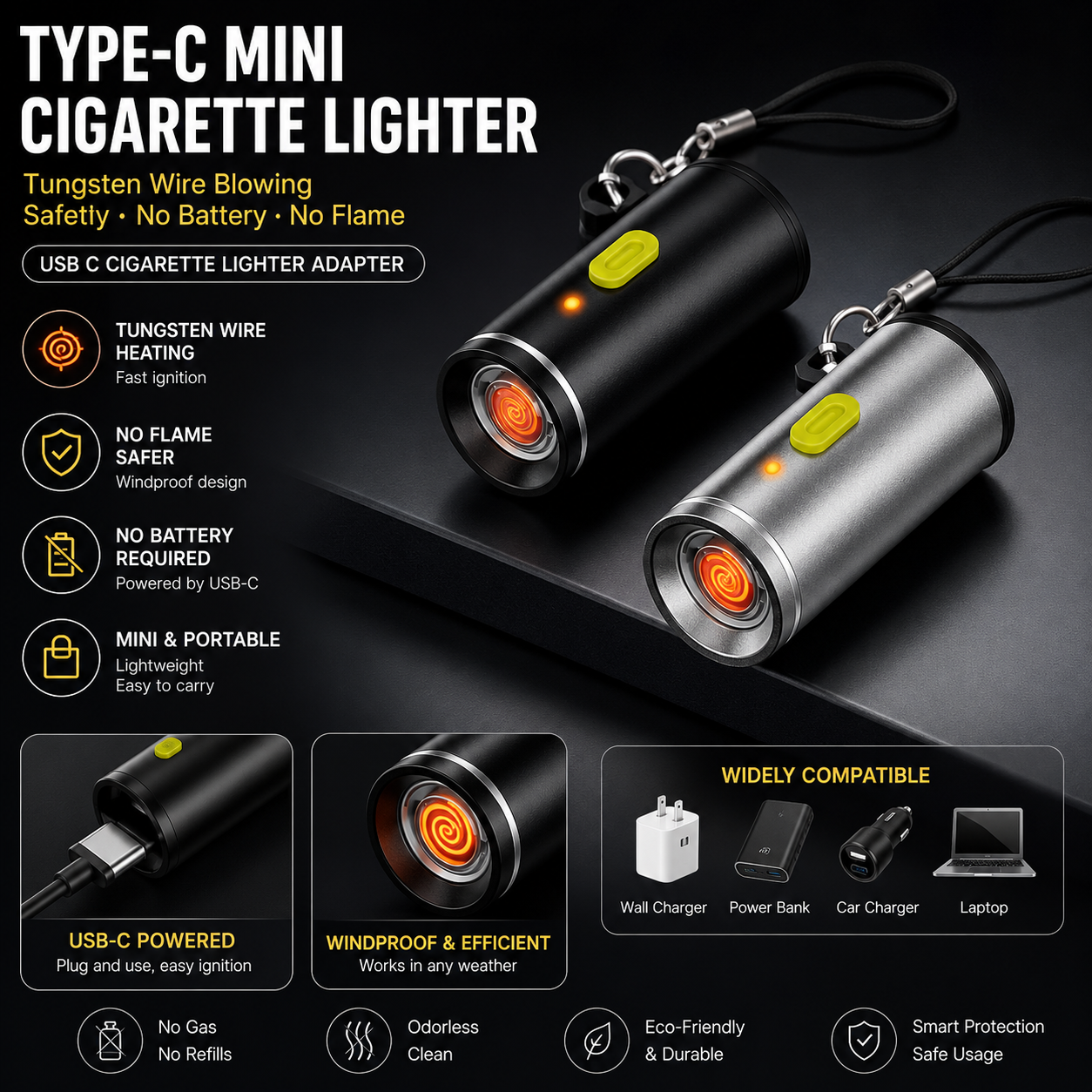 Type-C Mini Cigarette Lighter  - огляд і ціна Outdoor Usb Power Adapter