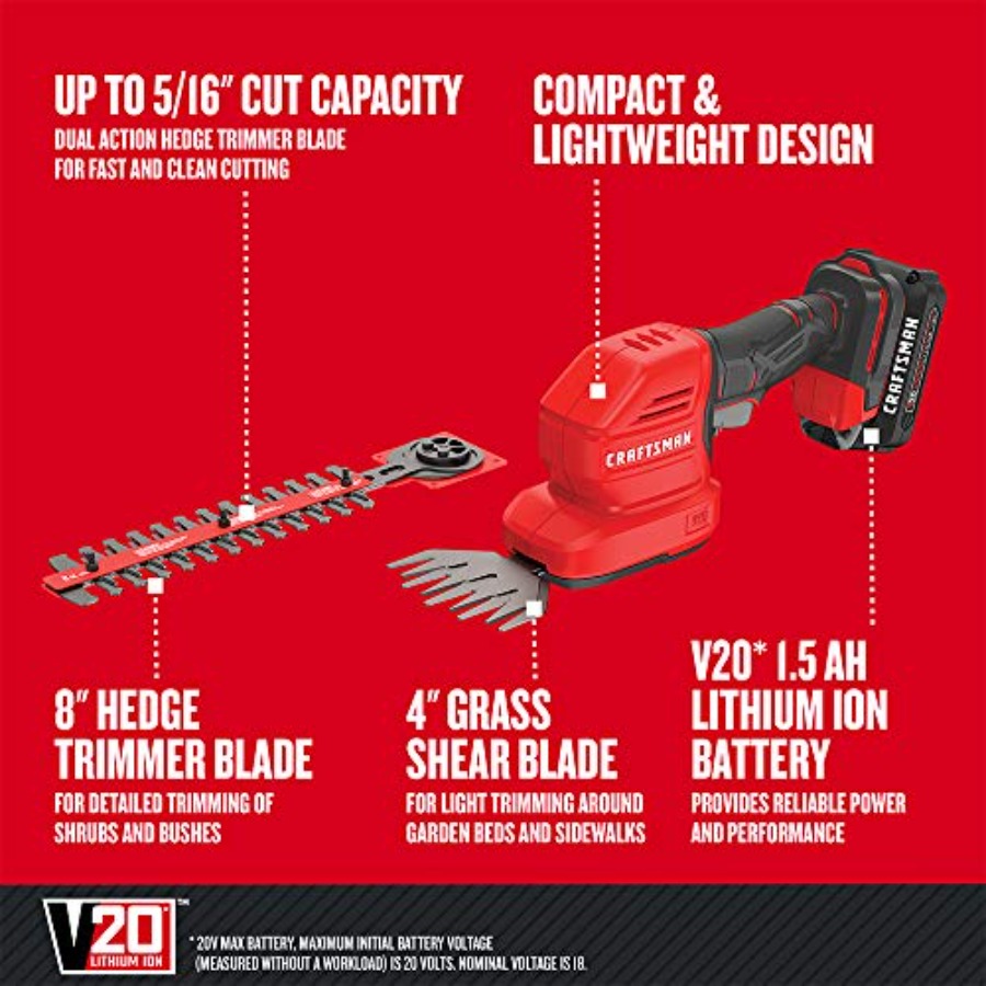 V20 4 In Cordless Handheld Gra - огляд і ціна Hedge Trimmer Cordless