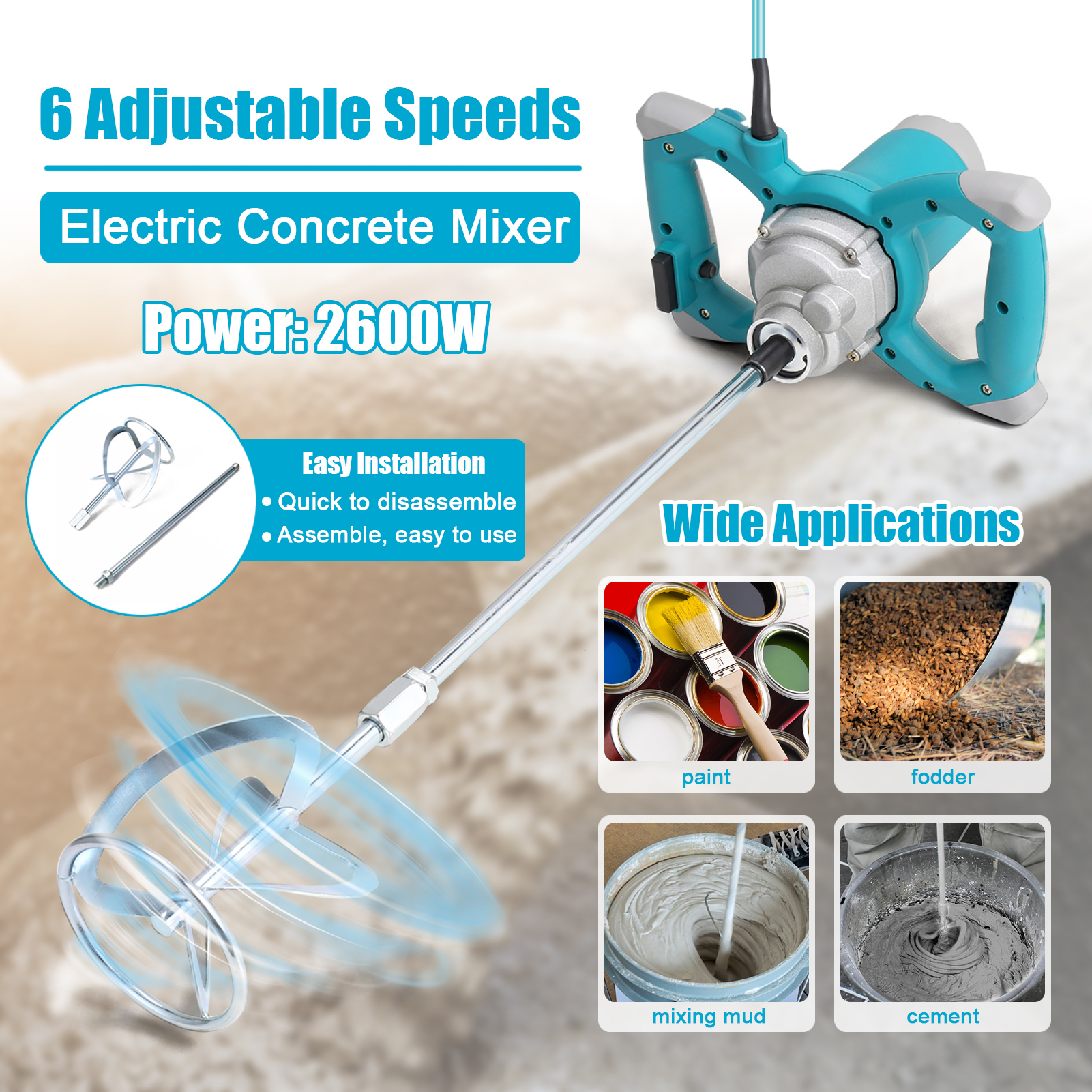 2600W Portable Electric Concre - огляд і ціна Concrete Mixer Small